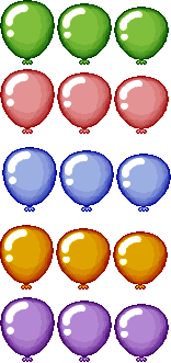 Balloons in five different colors